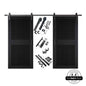 Vertical Slat Double Door Barn Door Kit | Black Barn Door Hardware