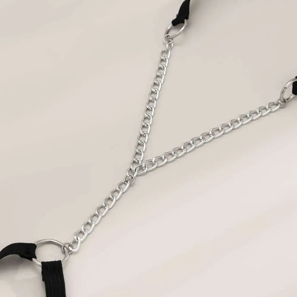 Black Elastic Geometric Body Chain Thigh Garter