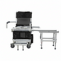 MJM International D118-5-SLIDE-N Deluxe All Purpose Dual Shower Chair/Transfer Bench (Excellent Lateral Transfer), Open Front Soft Seat, Buckle Safety Belt, Double Drop Arms, 5" x 1 1/4" Heavy Duty Casters, 300 lbs Weight Capacity
