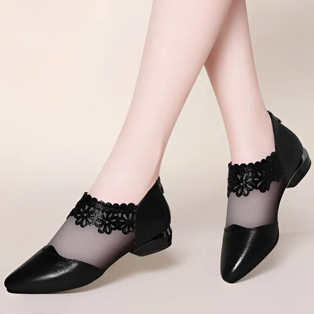 Black Lace Mesh Women's Sandals Tide