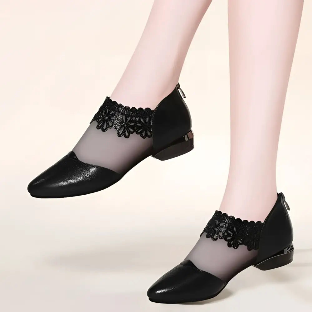 Black Lace Mesh Women's Sandals Tide