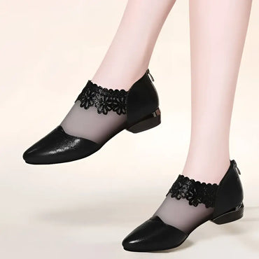 Black Lace Mesh Women's Sandals Tide