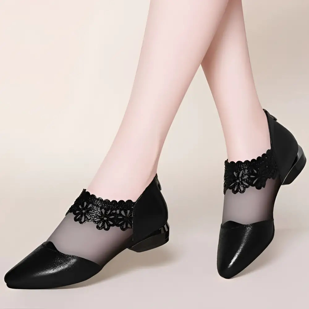 Black Lace Mesh Women's Sandals Tide