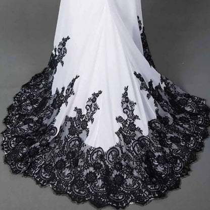 Black Lace Slim Mermaid Tail Wedding Dress