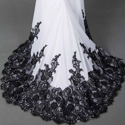 Black Lace Slim Mermaid Tail Wedding Dress