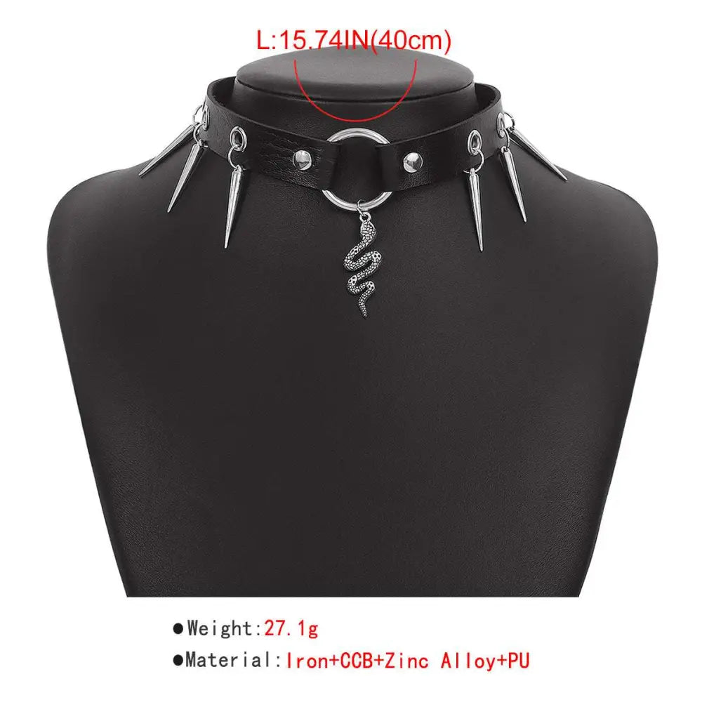 Black Leather Jewelry Personalized Punk Snake Necklace