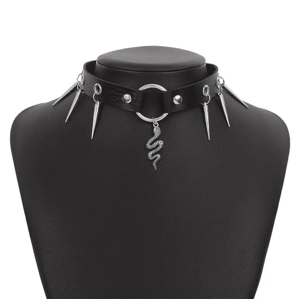 Black Leather Jewelry Personalized Punk Snake Necklace