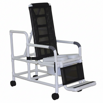 MJM International 193-TIS-SQ-PAIL Tilt "N" Space Shower Chair With Open Front Soft Seat, Buckle Safety Belt And Double Drop Arms, 250 Lbs Weight Capacity