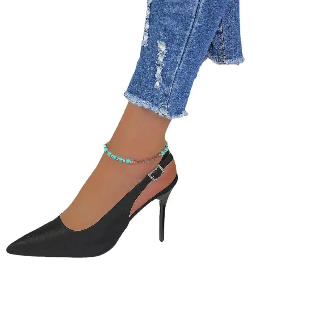 Black Satin High Heel Sandals Closed Toe