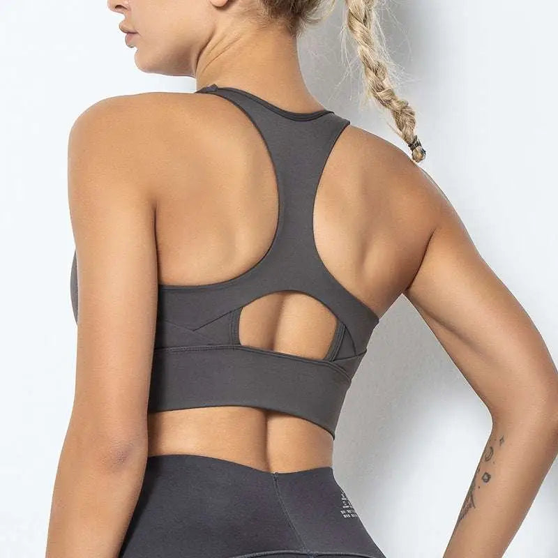 Black Seamless Women’s Shockproof Running Sports Bra