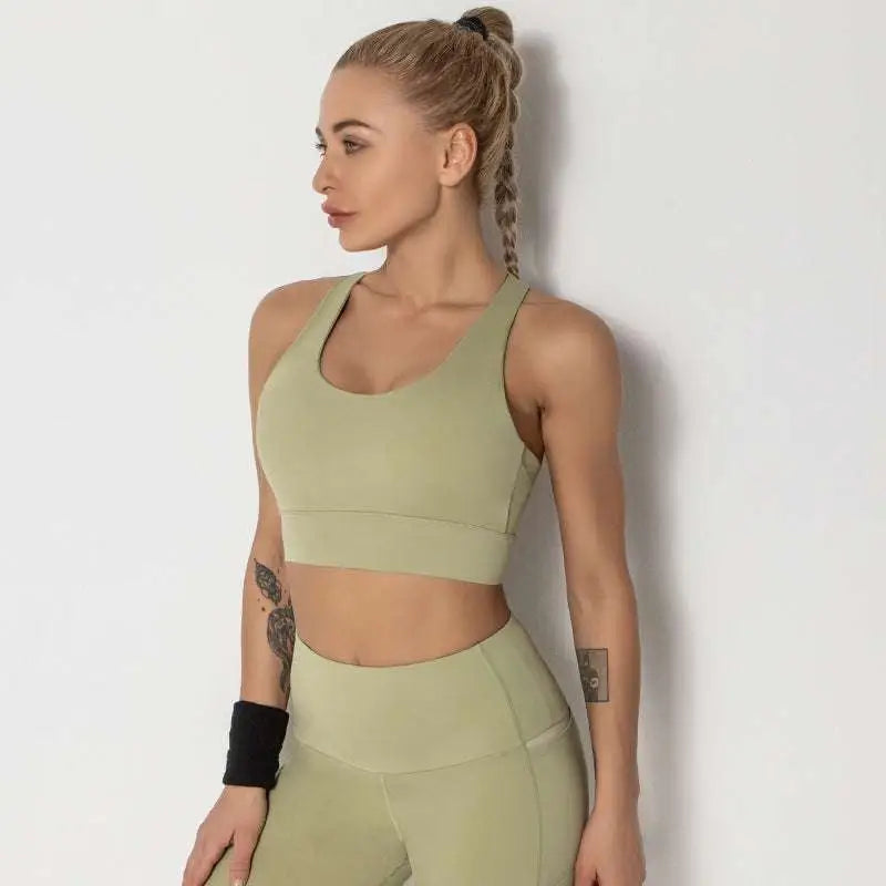 Black Seamless Women’s Shockproof Running Sports Bra
