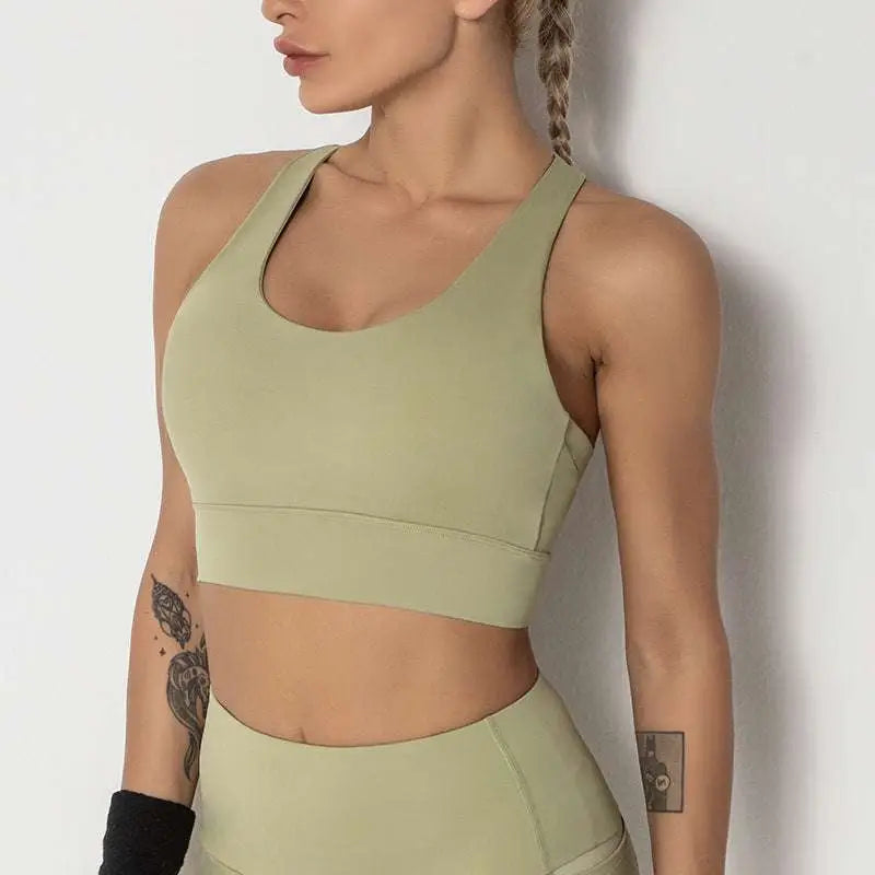 Black Seamless Women’s Shockproof Running Sports Bra