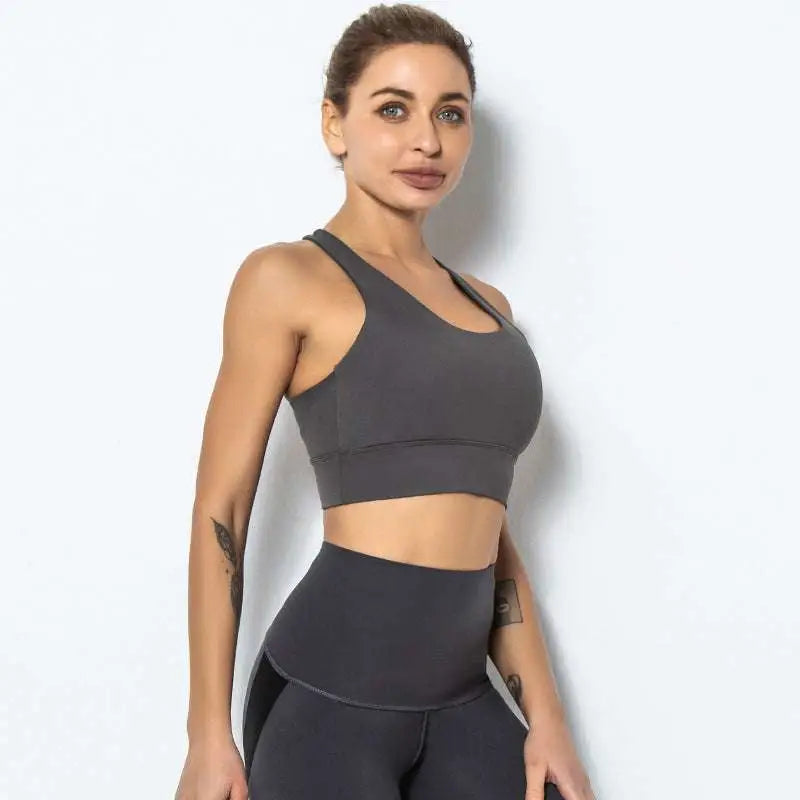 Black Seamless Women’s Shockproof Running Sports Bra