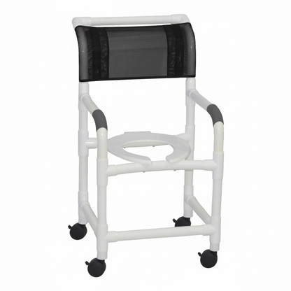 MJM International 118-3TW PVC Shower Chair with Fixed Arms – 18" Internal Seat 300 lbs. Capacity