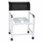 MJM International 122-3TW-SSDE Wide Shower Chair 22" Internal Width, 3" Twin Casters, Deluxe Elongated Open Front Soft Seat, 375 lbs Weight Capacity