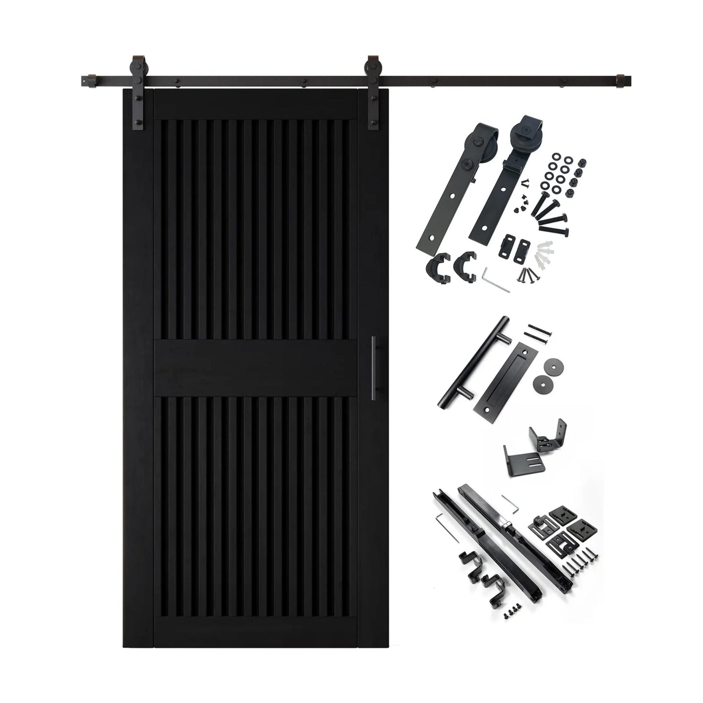 Vertical Slat Barn Door Kit | Black Hardware