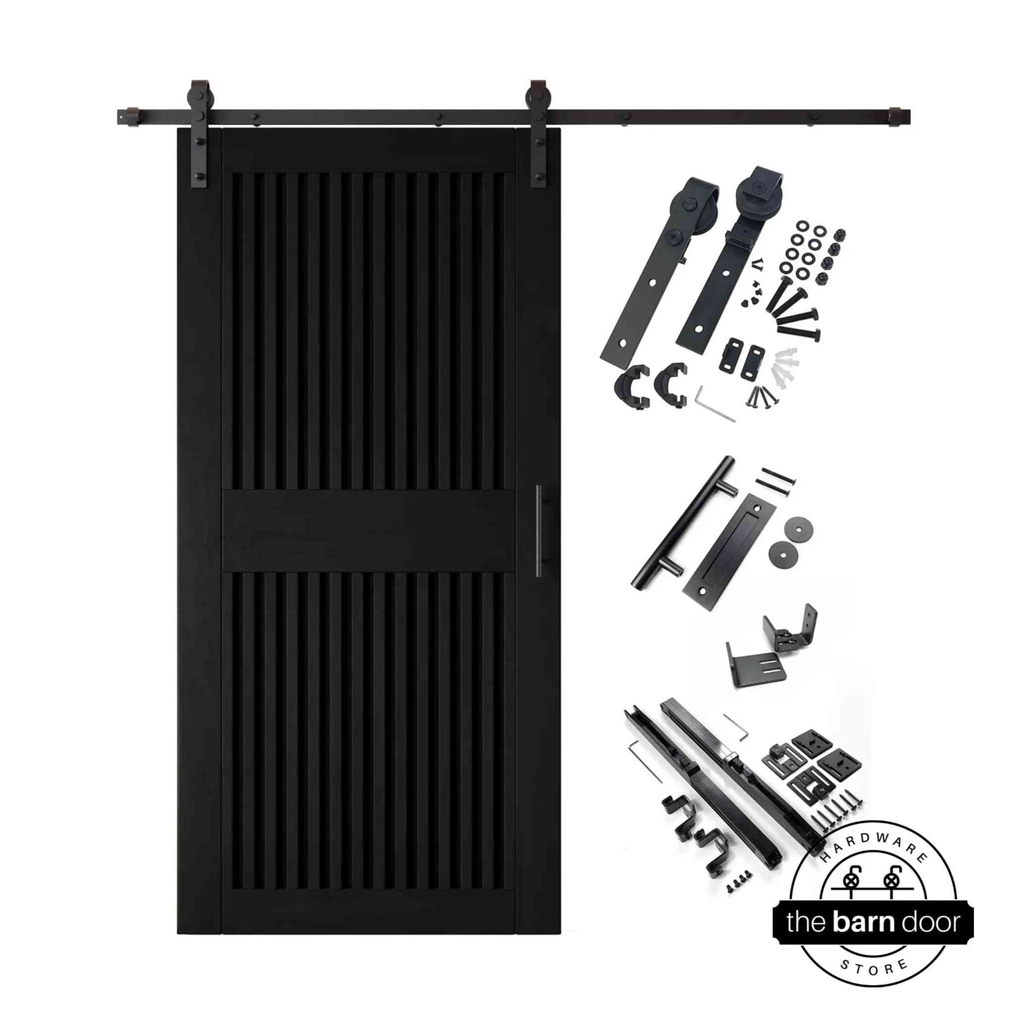 Vertical Slat Barn Door Kit | Black Hardware