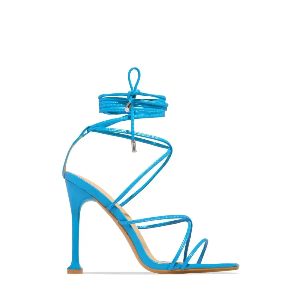 Black Square Toe High-Heeled Sandals