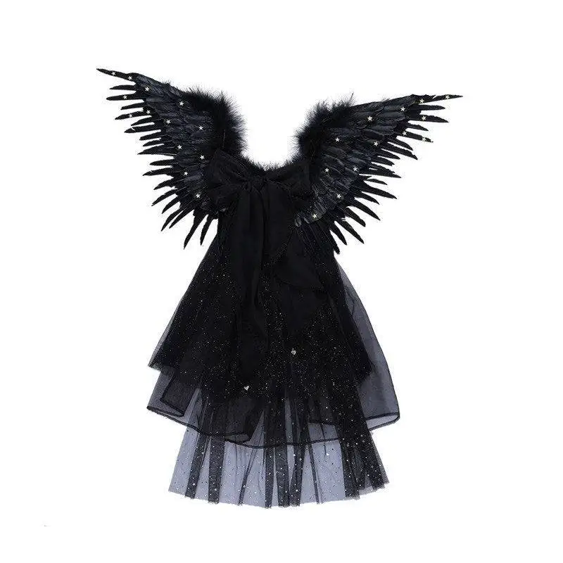Black Star Feathered Halloween Performance Costume