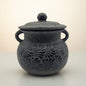 Black Talavera Bean Pot with Lid | Mexican Clay Frijolero