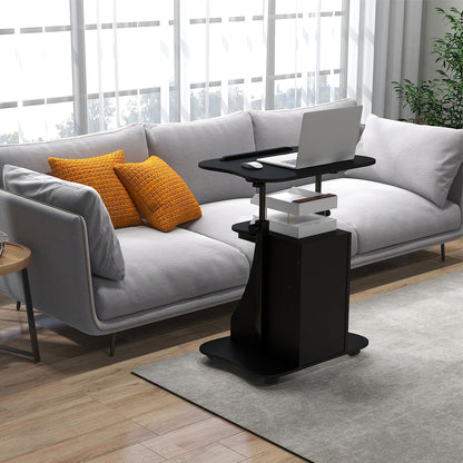 Adjustable Mobile Standing Desk Cart with Tilt Desktop and Cabinet