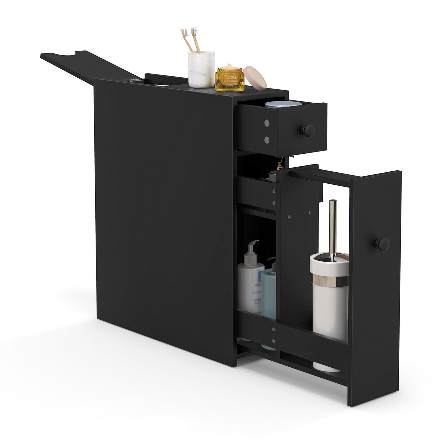 Black Bathroom Cabinet Space Saver Storage Organizer