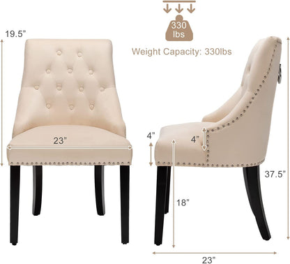 Modern Upholstered Button-Tufted Dining Chair with Naild Trim