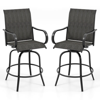 2 Pieces 360 Rotating Bar Stool Set with Armrests for Patio