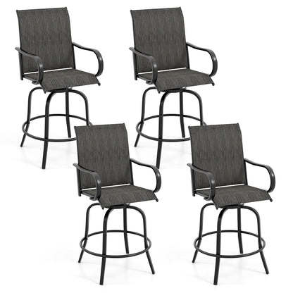2 Pieces 360 Rotating Bar Stool Set with Armrests for Patio