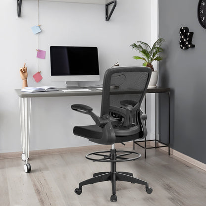 Height Adjustable Drafting Chair with Flip Up Arms