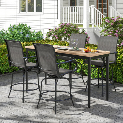 2 Pieces 360 Rotating Bar Stool Set with Armrests for Patio