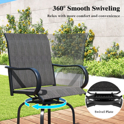 2 Pieces 360 Rotating Bar Stool Set with Armrests for Patio
