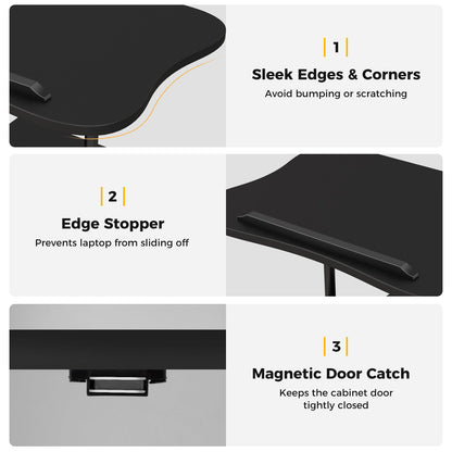Adjustable Mobile Standing Desk Cart with Tilt Desktop and Cabinet