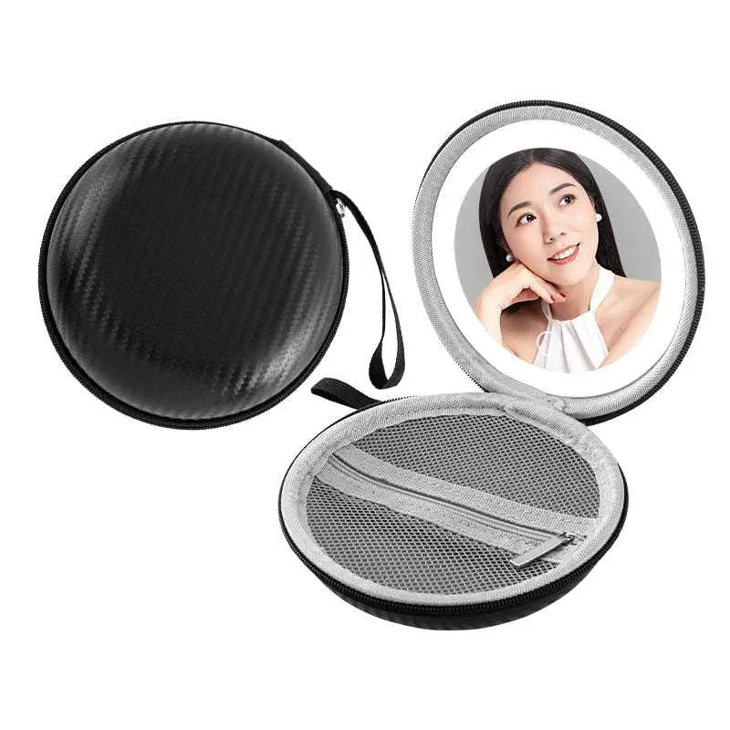 Blue and Silver Round Bag Mirror Case
