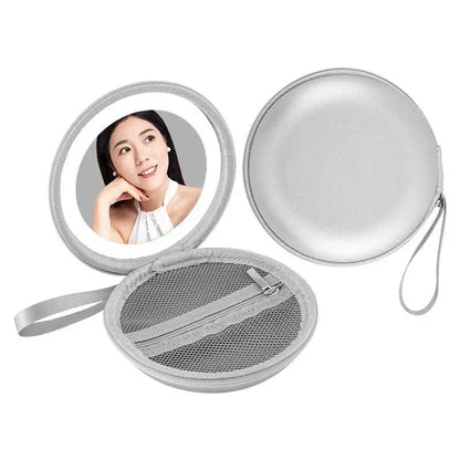 Blue and Silver Round Bag Mirror Case