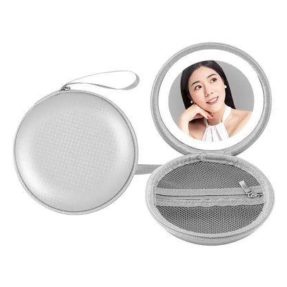 Blue and Silver Round Bag Mirror Case