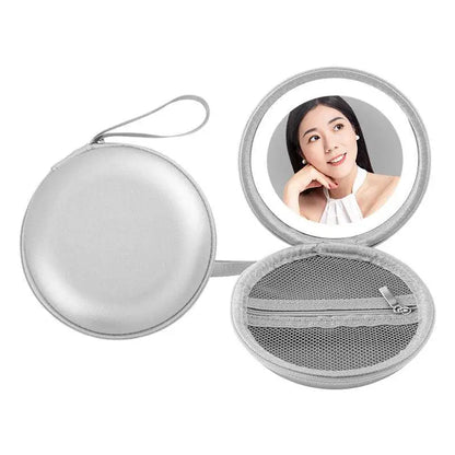 Blue and Silver Round Bag Mirror Case