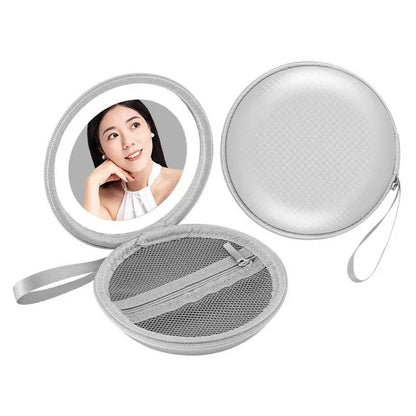 Blue and Silver Round Bag Mirror Case