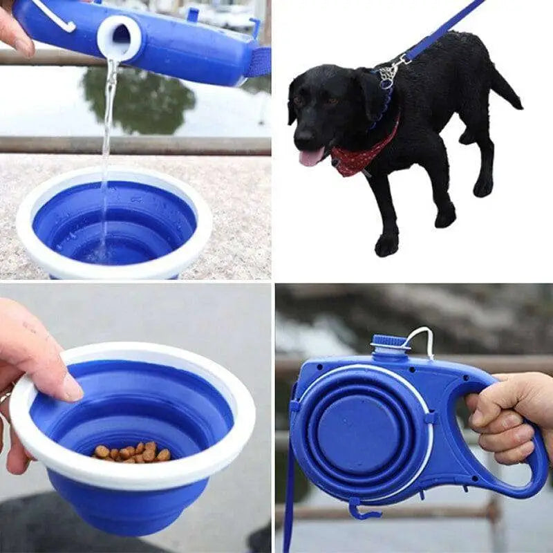 Blue Collapsible Pet Water Bottle with Pet Rope