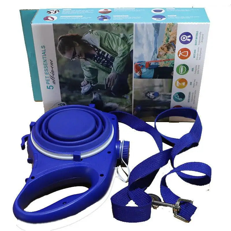 Blue Collapsible Pet Water Bottle with Pet Rope