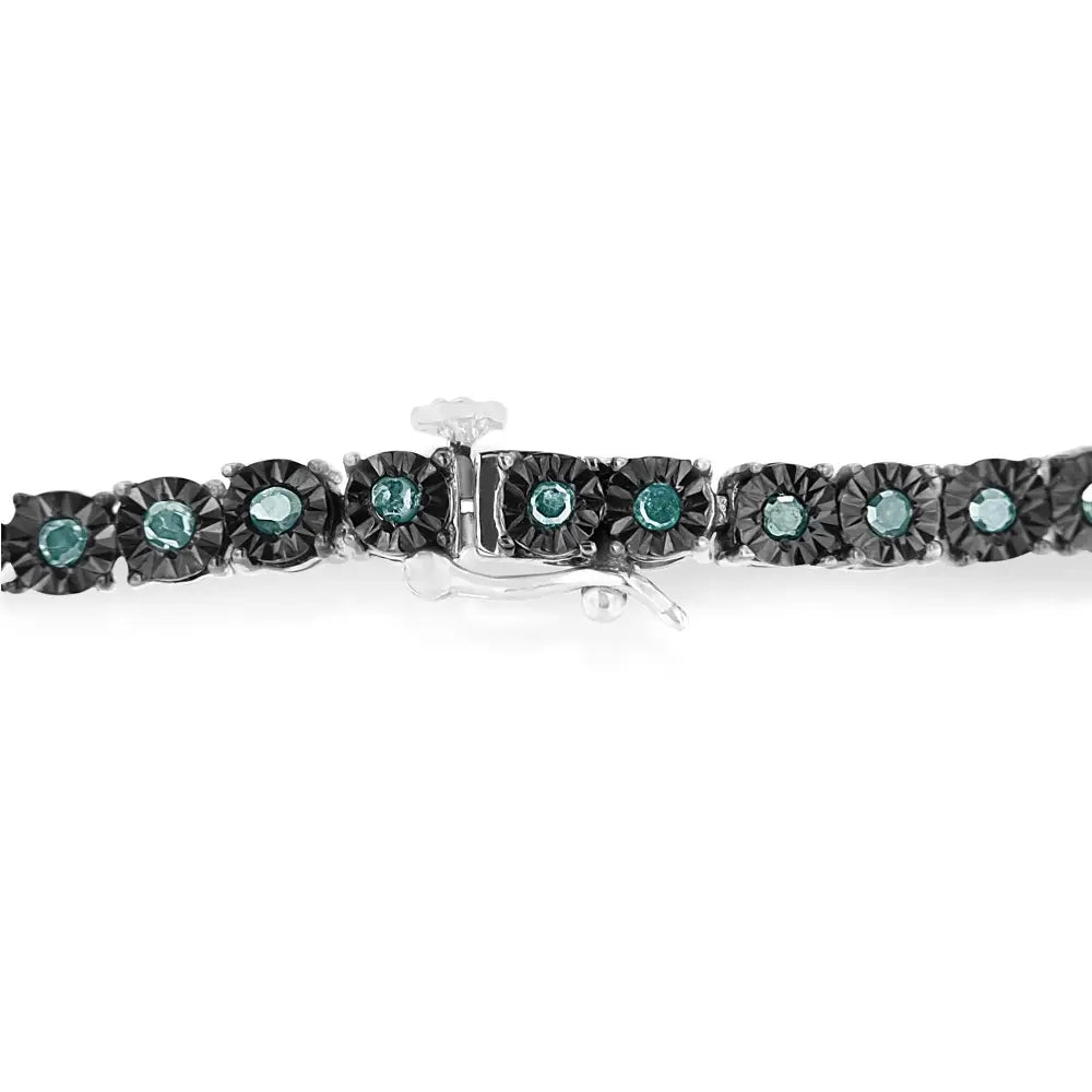 1.0 cttw Blue Diamond Miracle Tennis Bracelet in Black Rhodium Silver