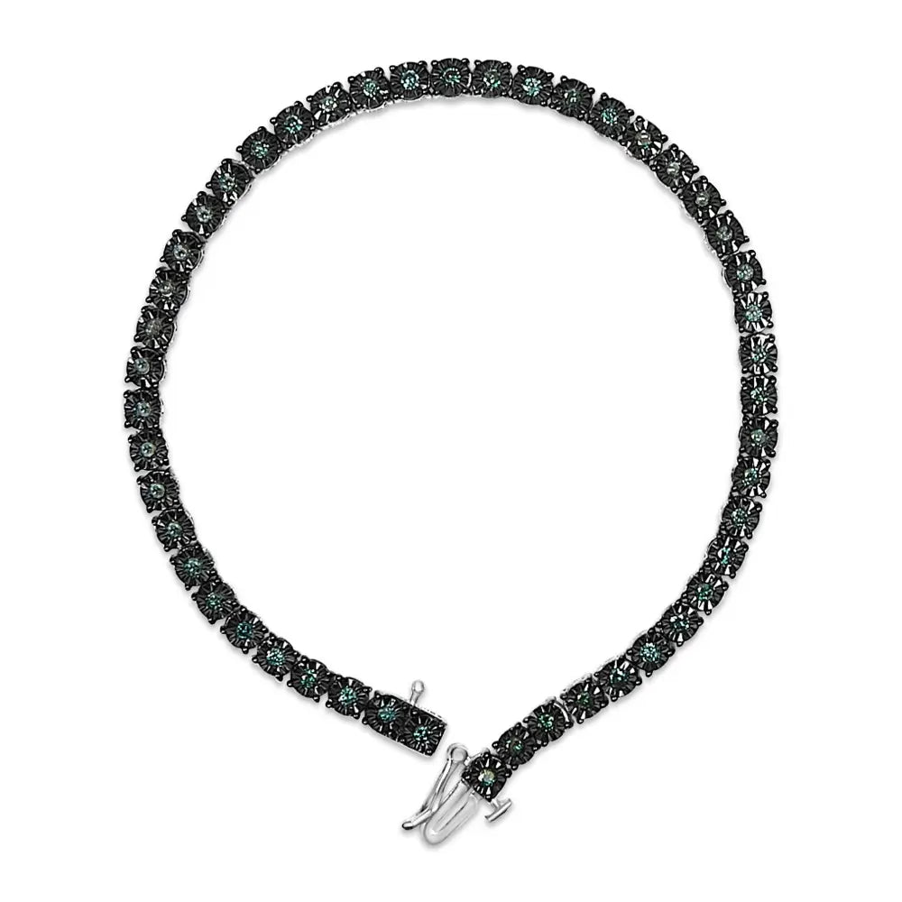 1.0 cttw Blue Diamond Miracle Tennis Bracelet in Black Rhodium Silver