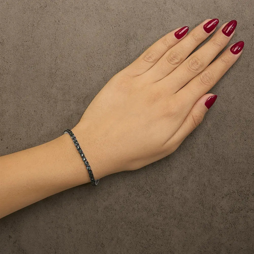 1.0 cttw Blue Diamond Miracle Tennis Bracelet in Black Rhodium Silver