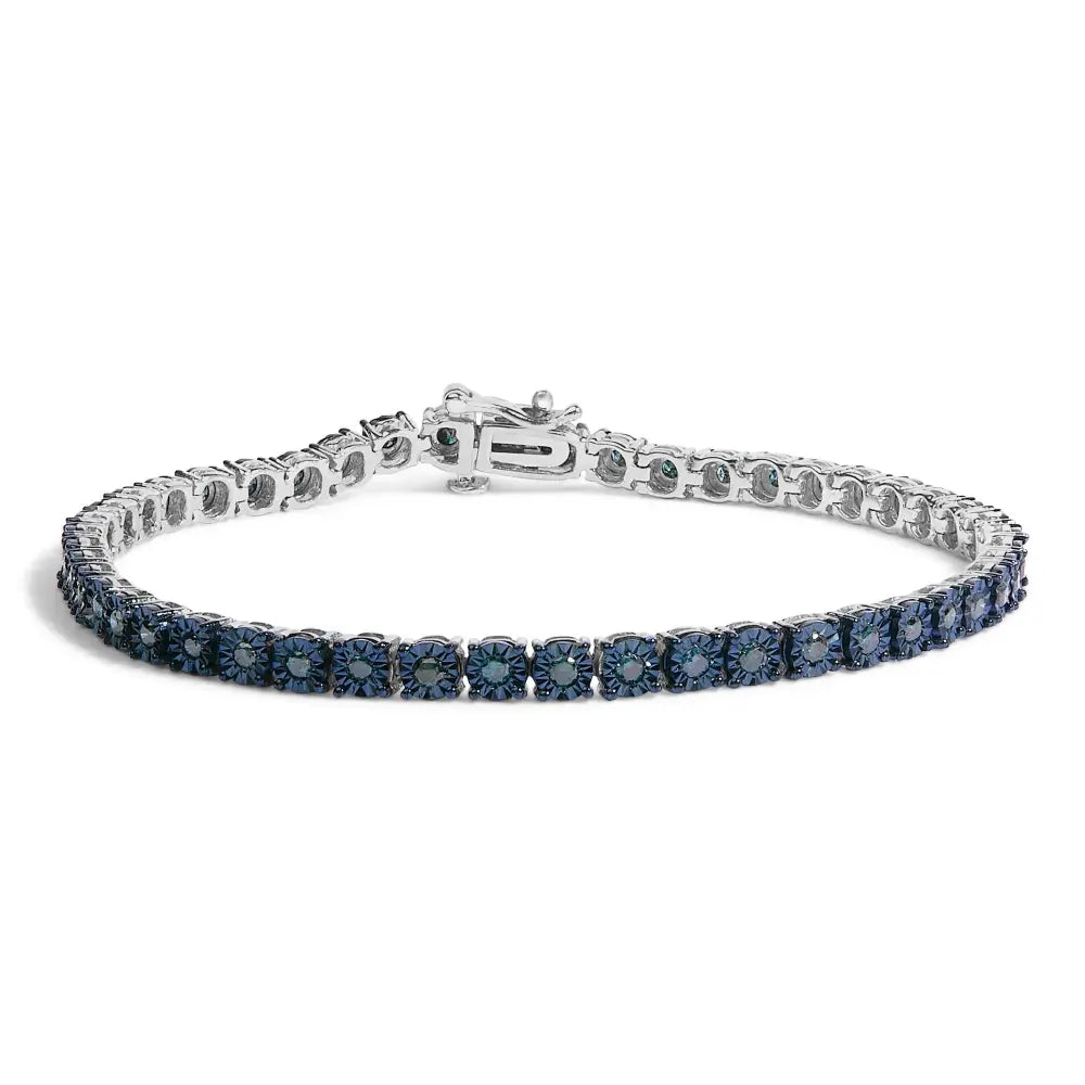 1.0 cttw Blue Diamond Miracle Tennis Bracelet in Black Rhodium Silver