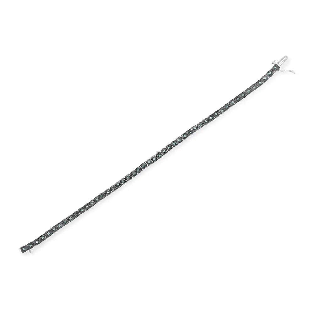 1.0 cttw Blue Diamond Miracle Tennis Bracelet in Black Rhodium Silver