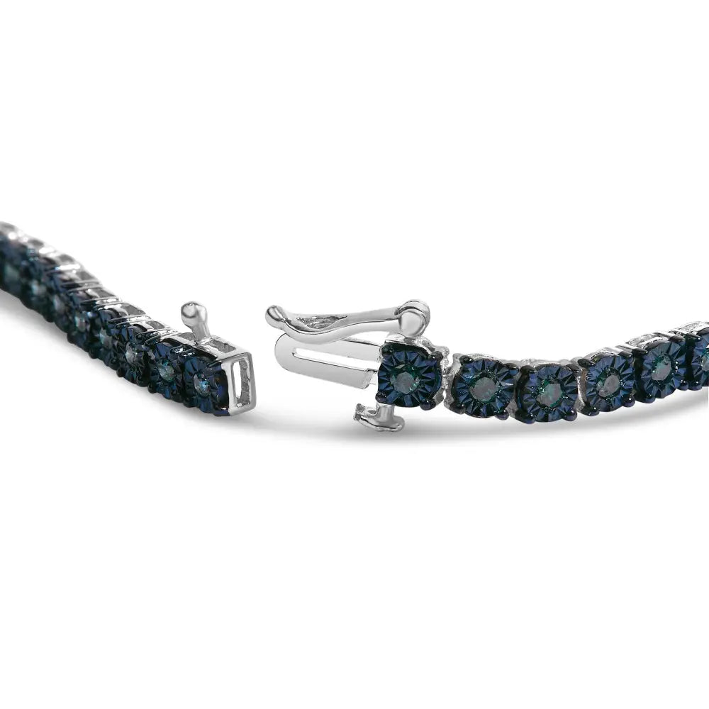 1.0 cttw Blue Diamond Miracle Tennis Bracelet in Black Rhodium Silver