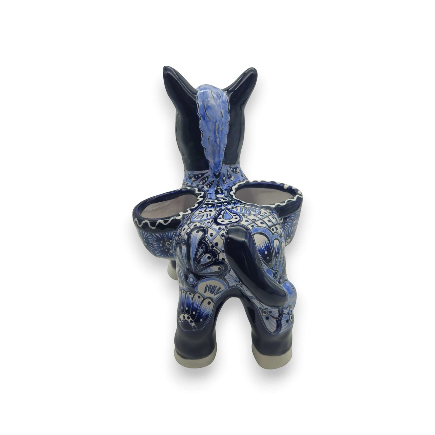 Blue Talavera Donkey Planter | Handmade Mexican Pottery