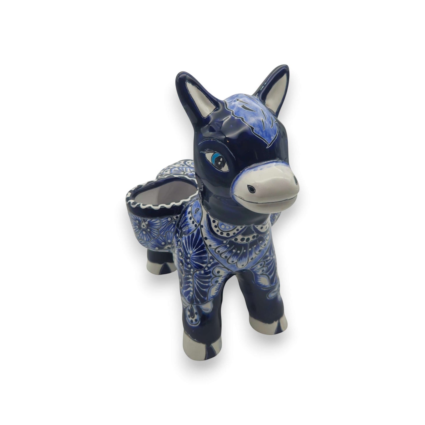 Blue Talavera Donkey Planter | Handmade Mexican Pottery