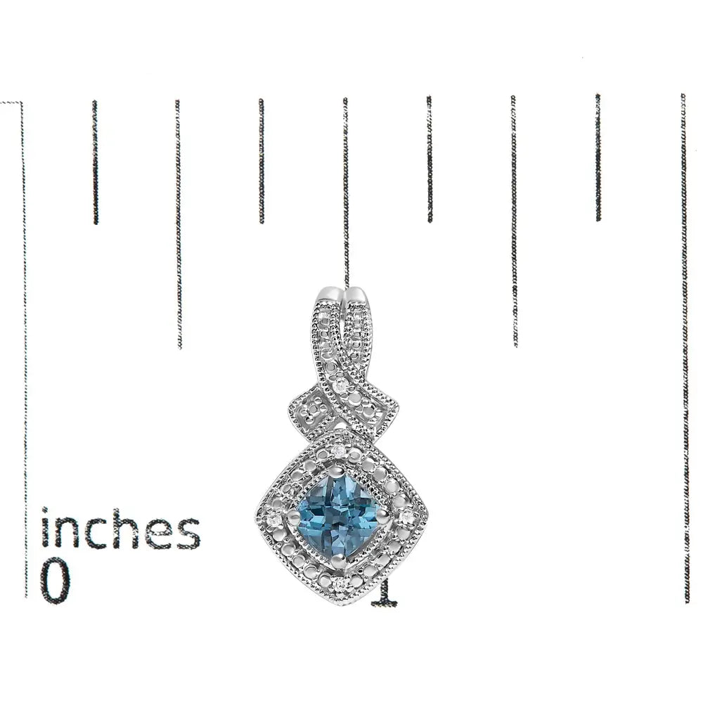 Blue Topaz & Diamond Accent Twist Dangle Earrings in Sterling Silver – Cushion Cut