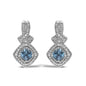 Blue Topaz & Diamond Accent Twist Dangle Earrings in Sterling Silver – Cushion Cut